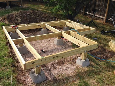 how to build a floating deck with concrete deck blocks